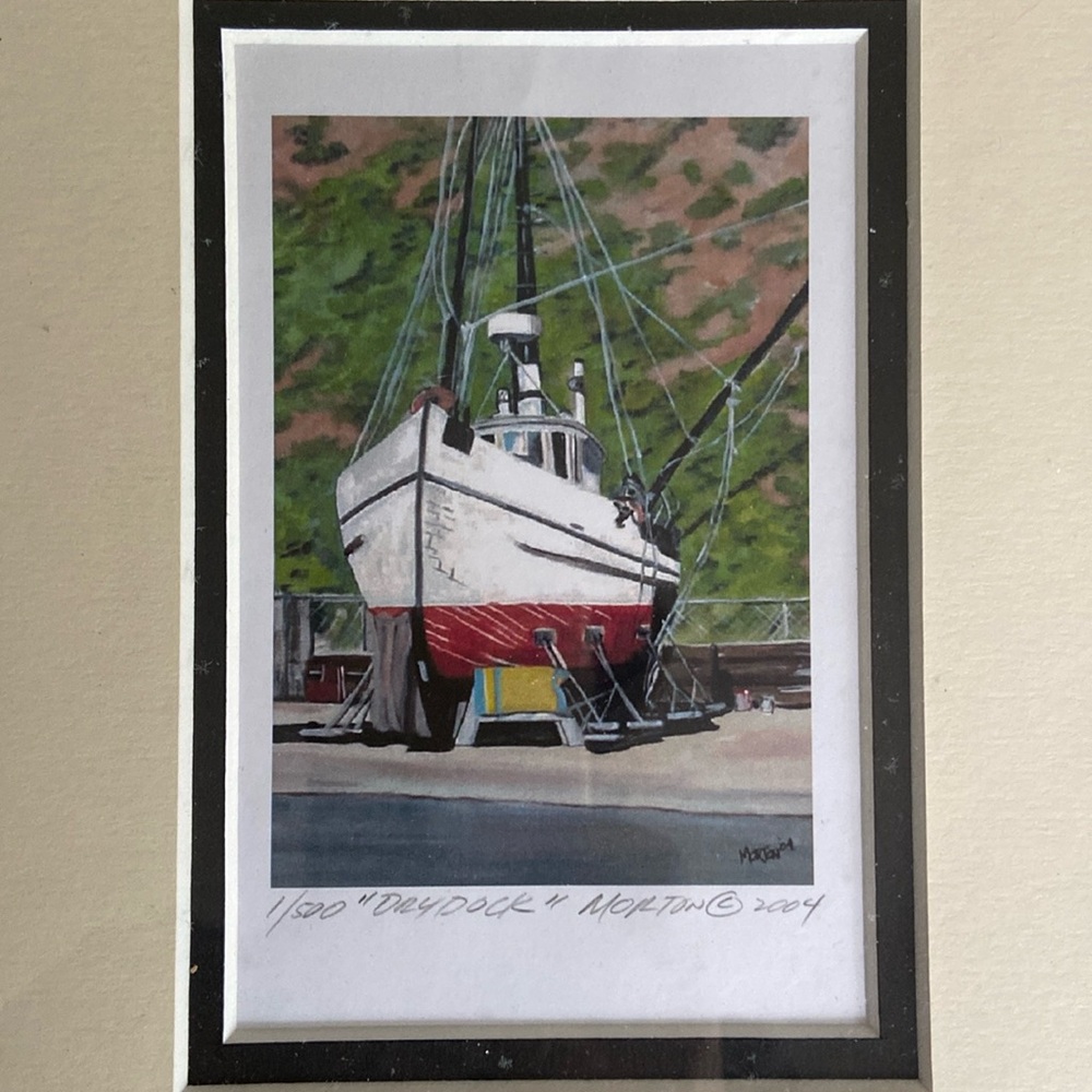 Morton Artist’s Limited Edition Boat Print “DryDock” 1/500 @2004 Matted Framed
